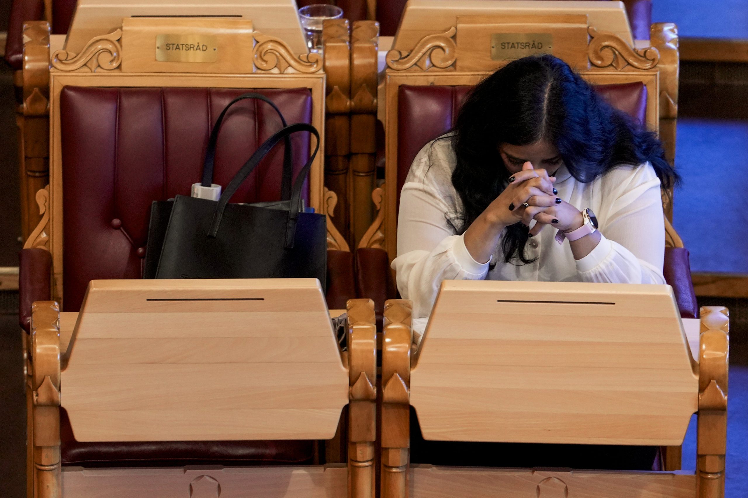Oslo 20241023.
Kultur- og likestillingsminister Lubna Jaffery (Ap) under den muntlige spørretimen i Stortinget